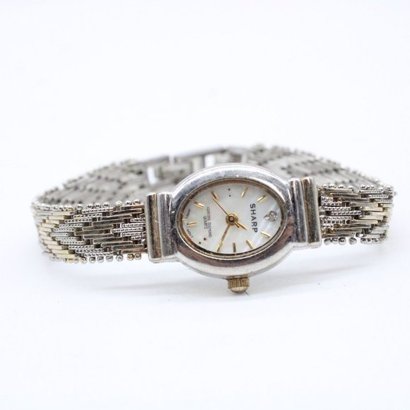 Vintage Sharp Watch Womens Silver Tone Stainless Steel White Classic Dial - Picture 5 of 9